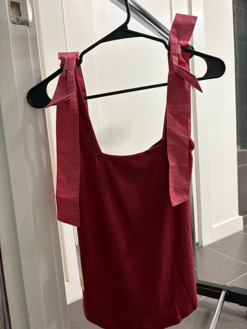 Summersalt The Softest Ribbed Tie-Shoulder Tank - Lychee & Pomegranate NWT